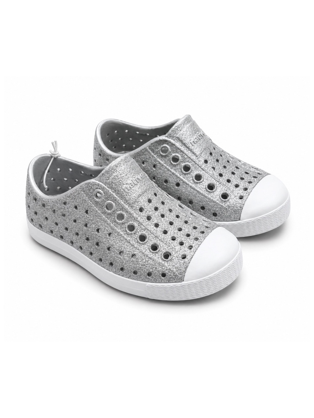 NWT Native Shoes Silver Glitter Jefferson Bio-Bling Toddler Shoes Size 8 NEW